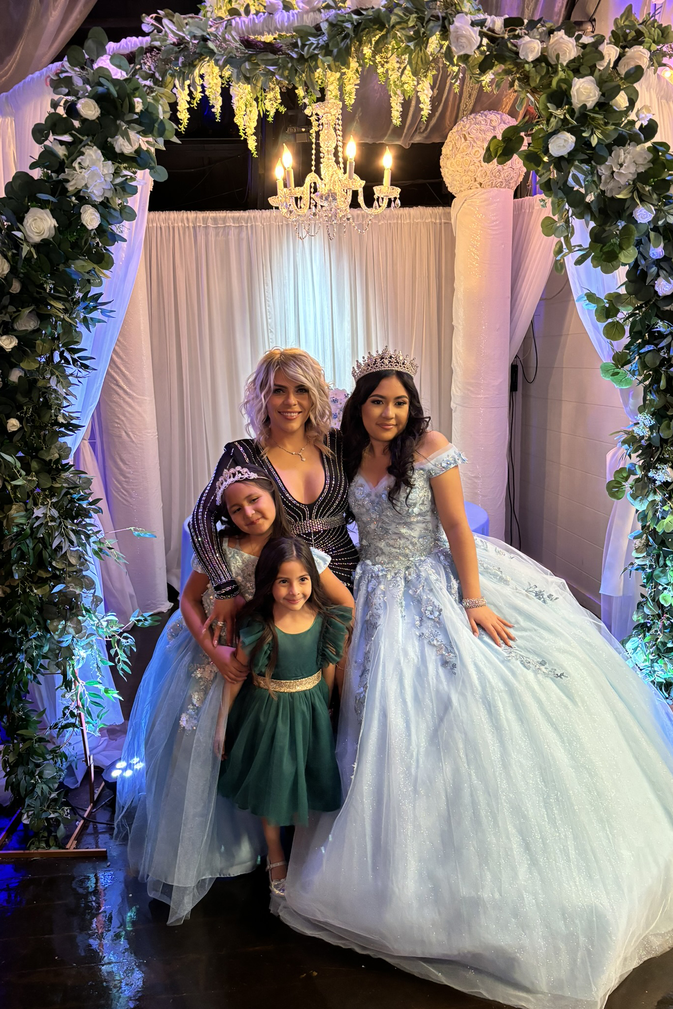 Photo opportunity with friends and family with quince girl of honor.