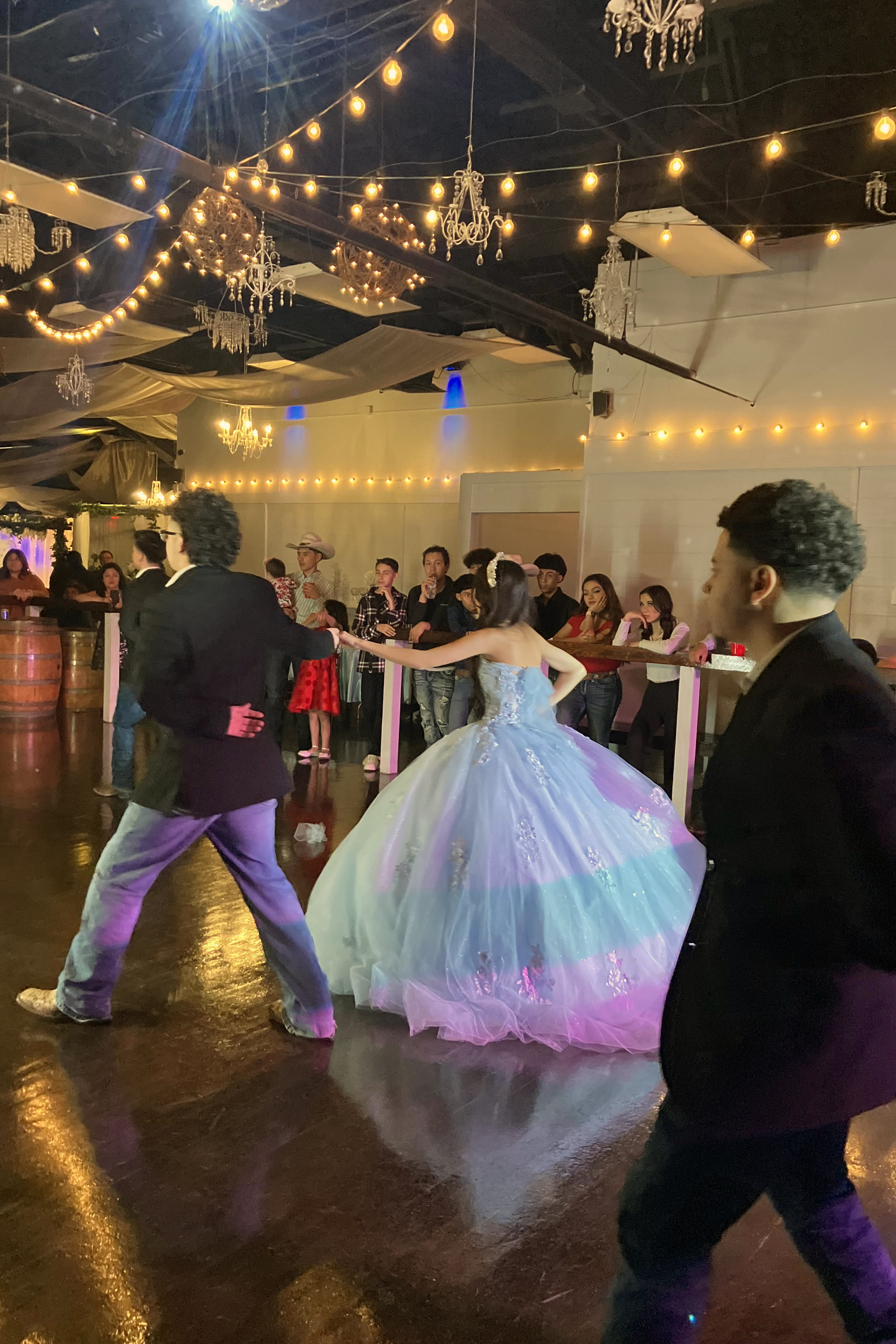 quinceanera girl presentation by father to guests.