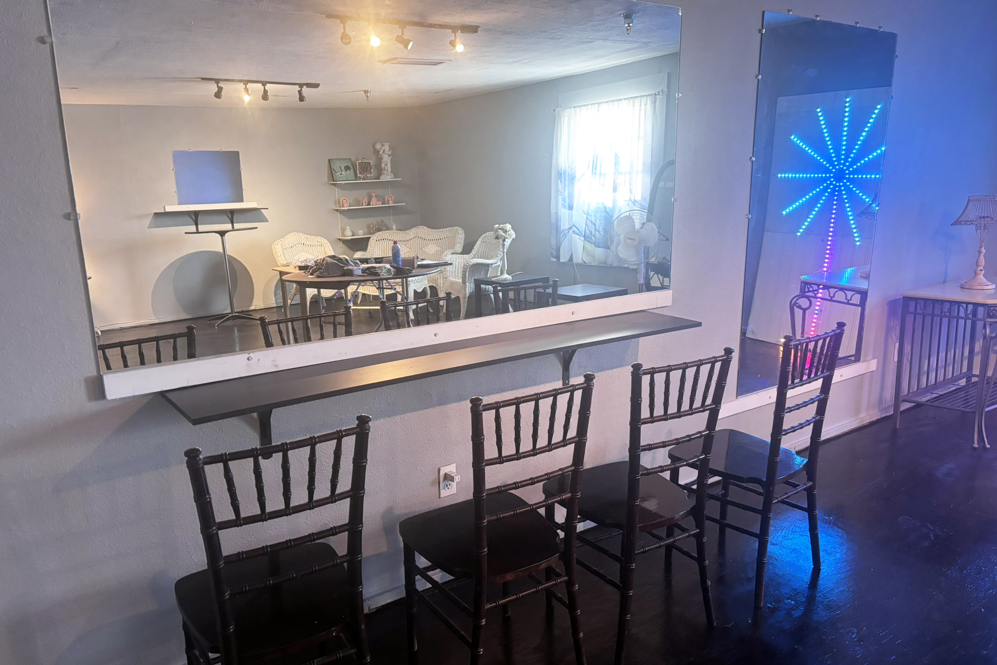 Quiet VIP loft space for corporate event staff to relax before guests arrive