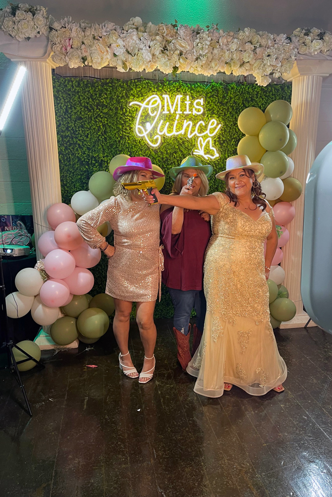 Decorated photo backdrop area for guests