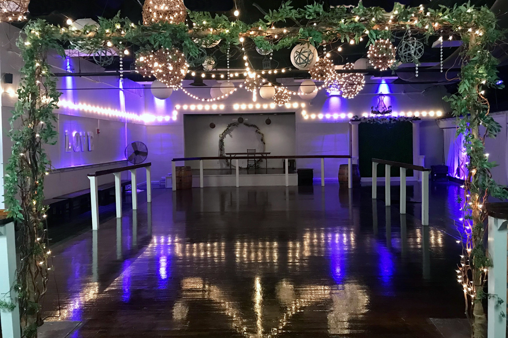 Decorative arch framing the dance floor